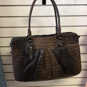 Antonio Melani croc embossed leather laptop purse